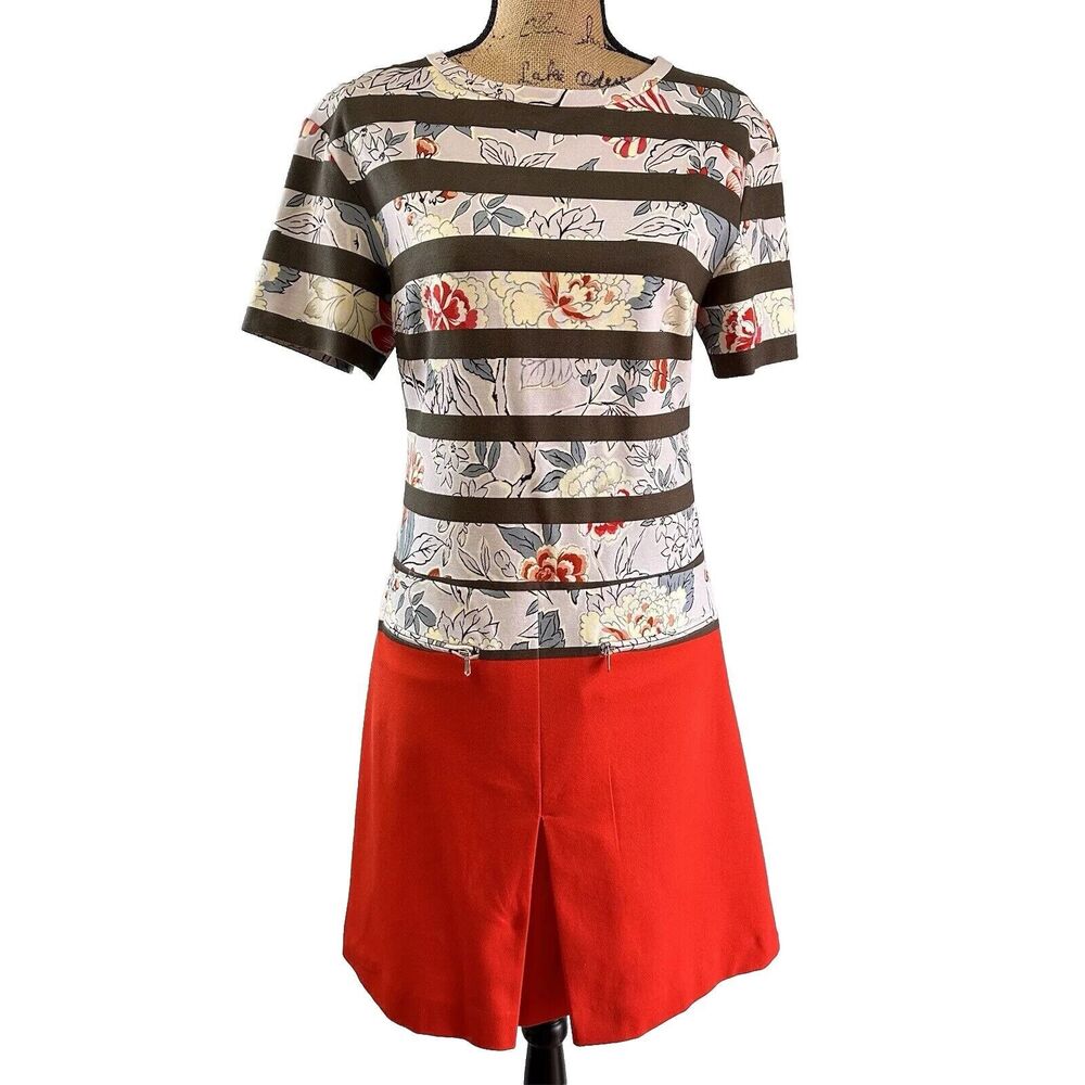 ETRO Women's Mini A-Line Floral Print Red Dress SZ 42/6 Low Waist Made in Italy